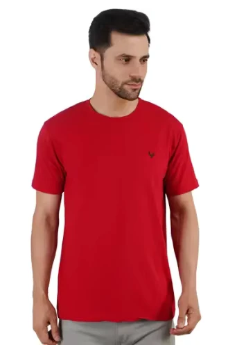 CHINEE-Red-Color-Essential-Crew-Neck-T-Shirt-Premium-Soft-Cotton-Blend-Lightweight-Casual-Wear-Designed-for-All-Day-Comfort