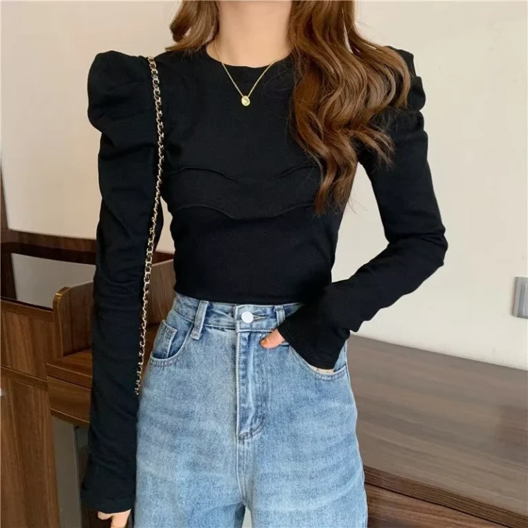 CHINEE-Regular-Sleeve-Long-Sleeve-Breathable-Eco-Friendly-Womens-Fashion-Casual-Slim-Fit-Design-Niche-Short-Base-Shirt-French-T-Shirt