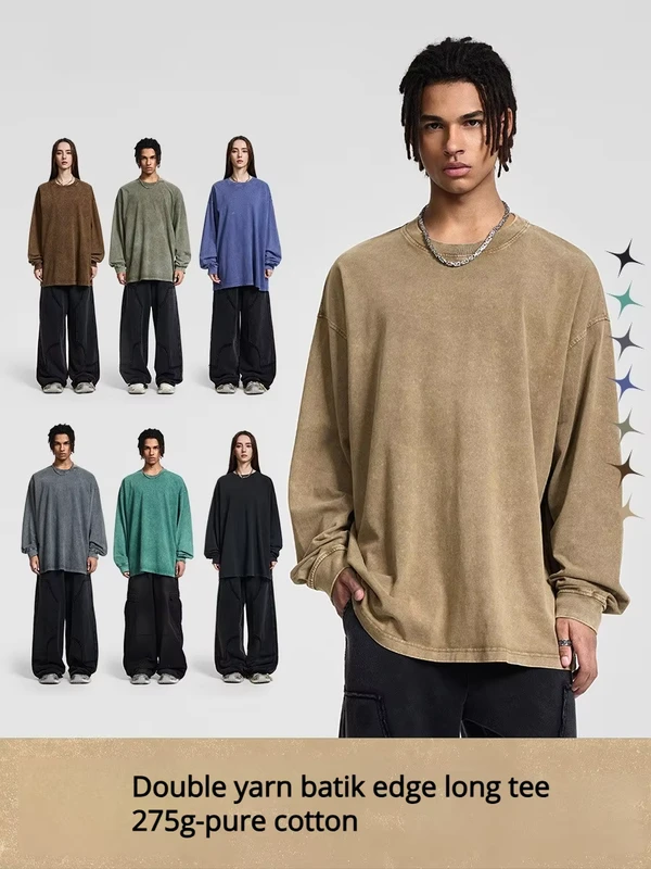 CHINEE-Retro-Aged-Long-Sleeve-T-shirt-275G-Heavyweight-American-Streetwear-Long-Sleeve-T-shirt-Couple-Washable-Mens-T-shirt