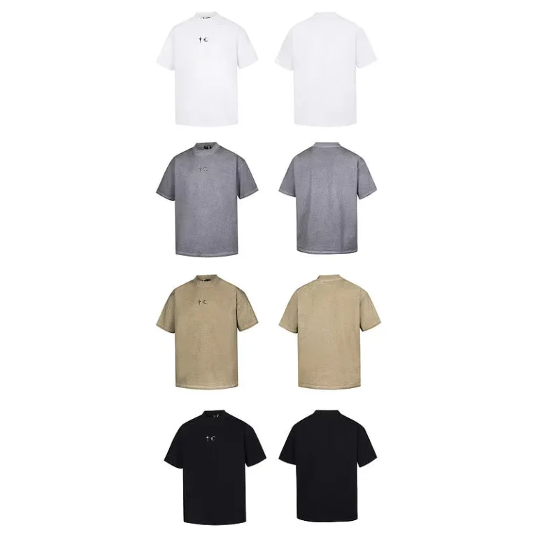 CHINEE-Retro-Fashion-Solid-Color-Round-Neck-Pure-Cotton-Embroidery-Soft-Texture-Regular-Fit-for-Daily-Wear-Short-Sleeved-T-shirt