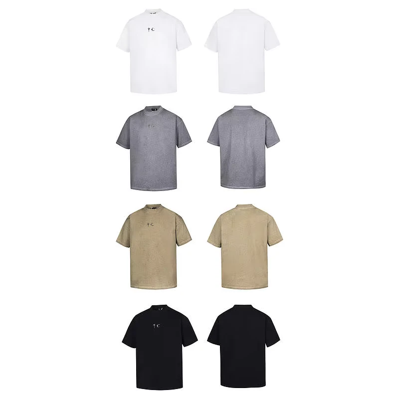 CHINEE-Retro-Fashion-Solid-Color-Round-Neck-Pure-Cotton-Embroidery-Soft-Texture-Regular-Fit-for-Daily-Wear-Short-Sleeved-T-shirt