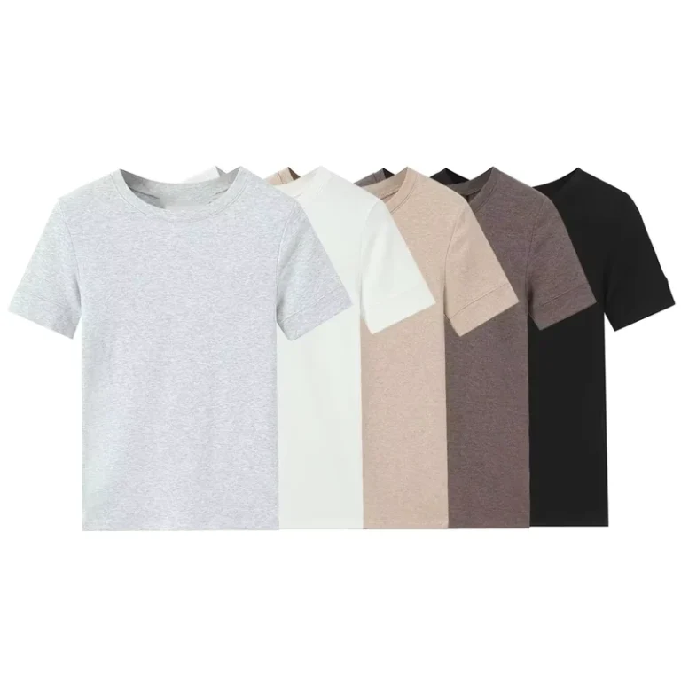 CHINEE-SHENZHU-New-Round-Neck-Womens-Fashionable-and-Versatile-Straight-Hem-Slim-Fit-Short-Sleeve-T-Shirt-2335637