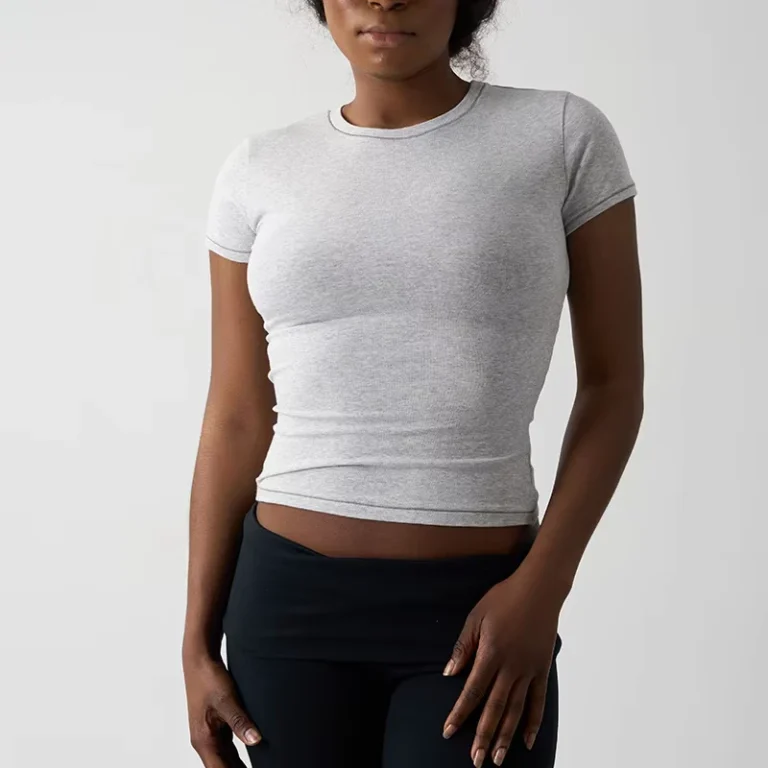 CHINEE-SK1219-Cotton-Jersey-Lightweight-Stretchy-90-Cotton-10-Elastane-Short-Sleeve-Yoga-Running-Casual-Fitted-Crew-Neck-T-Shirt