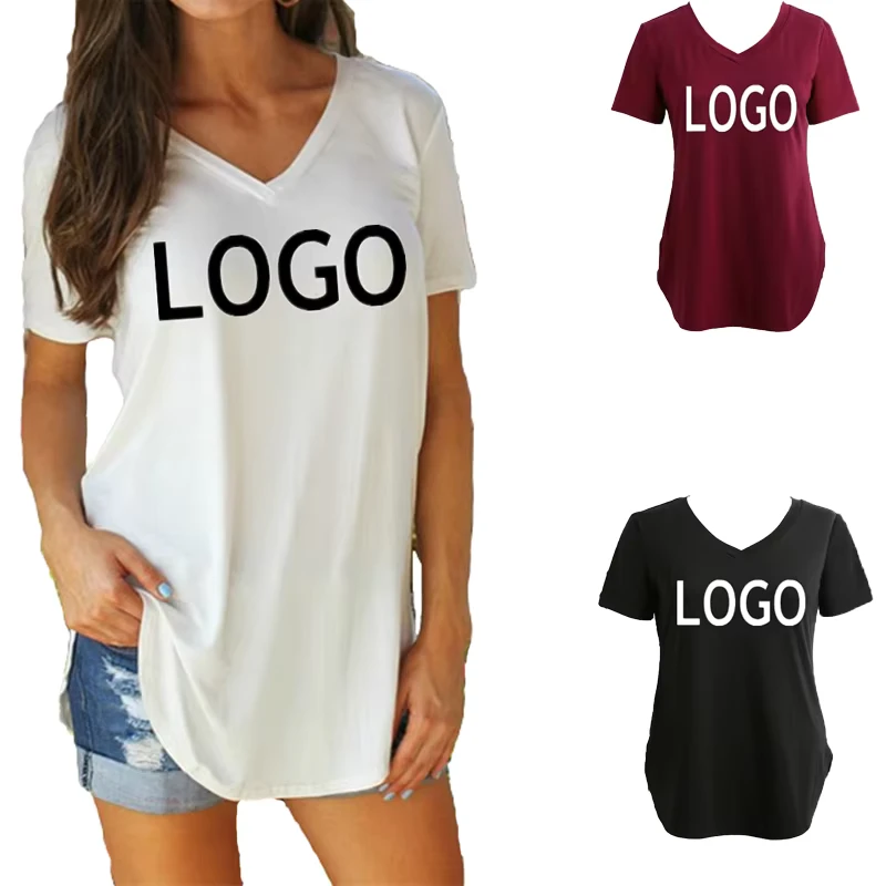 CHINEE-Sexy-100-Cotton-V-Neck-Women-T-Shirts-Fashion-Blank-Scoop-Hem-V-Neck-Short-Sleeves-Breathable-T-Shirts-for-Ladies