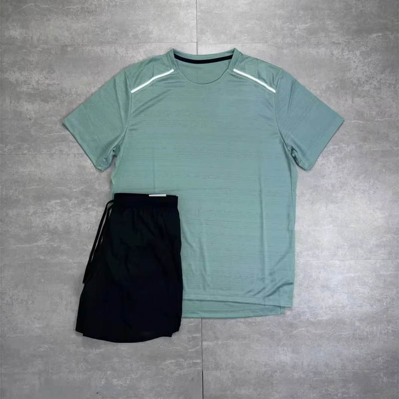 CHINEE-Shiny-Logo-Four-Way-Stretch-Breathable-Summer-Soccer-Wear-Quickly-Dry-Polyester-T-Shirt-and-Shorts-Running-Set-Gym-Tracksuit