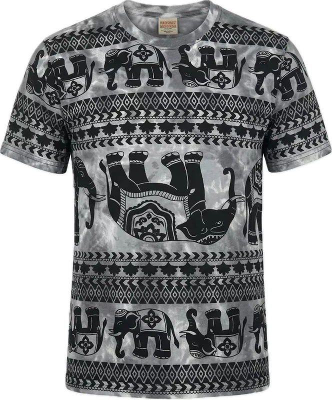 CHINEE-Short-sleeved-crew-neck-t-shirt-with-Sublimation-Elephant-Tie-Dye-Design-made-form-Polyester-140-gsm