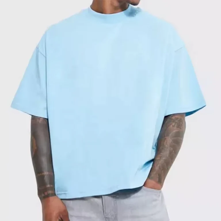 CHINEE-Soft-Knitted-Fabric-Crew-Neck-T-shirt-for-Men-Custom-Logo-Oversized-Boxy-Drop-Shoulder-Cropped-Short-Sleeve-Printed