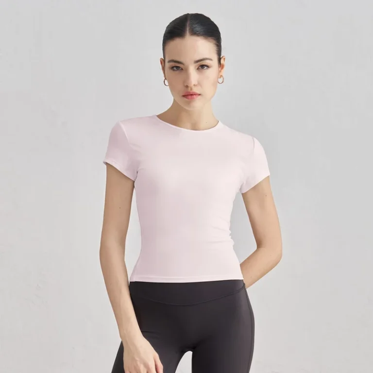 CHINEE-Solid-Color-Crew-Neck-T-shirt-Gym-Top-Sportswear-Apparel-Short-Sleeve-Fitness-Yoga-Shirt