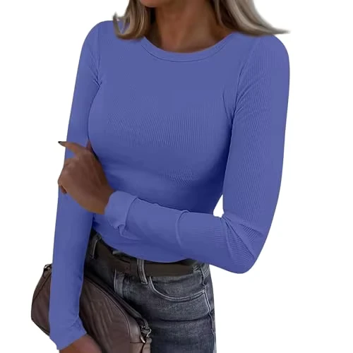 CHINEE-Spring-Custom-LOGO-Y2K-Tops-Women-Long-Sleeve-Crew-Neck-Rib-Knit-Slim-Fit-Shirts-Basic-Plain-Ladies-Tee-T-Shirt