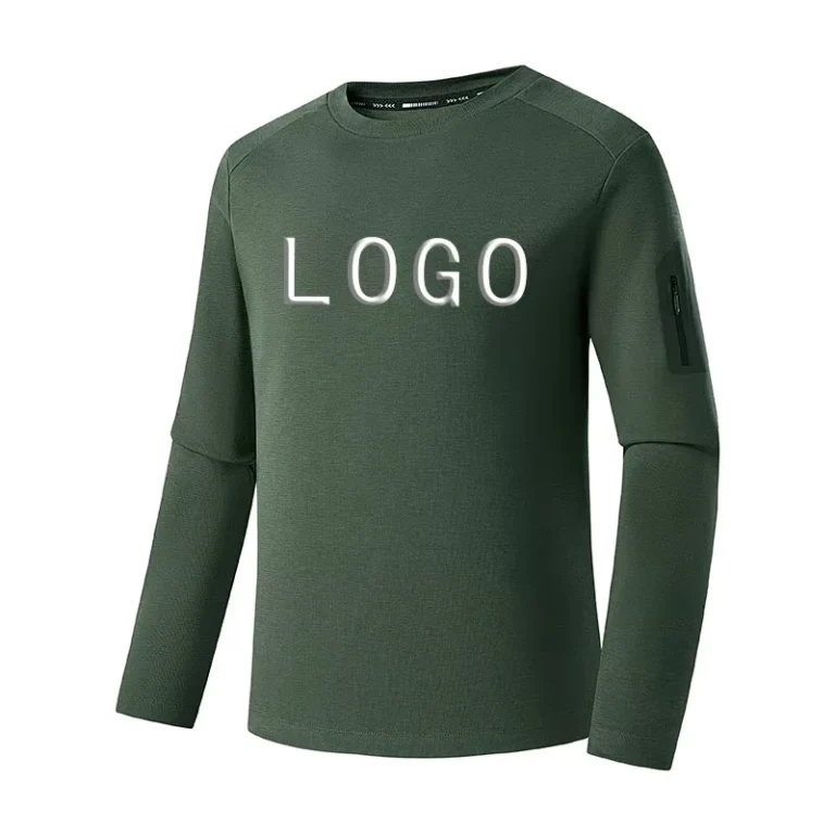 CHINEE-Spring-Mens-Long-Sleeve-Sports-T-Shirt-with-Multi-Functional-Sleeve-Pocket-Solid-Cotton-Fashionable-and-Customizable-Designs