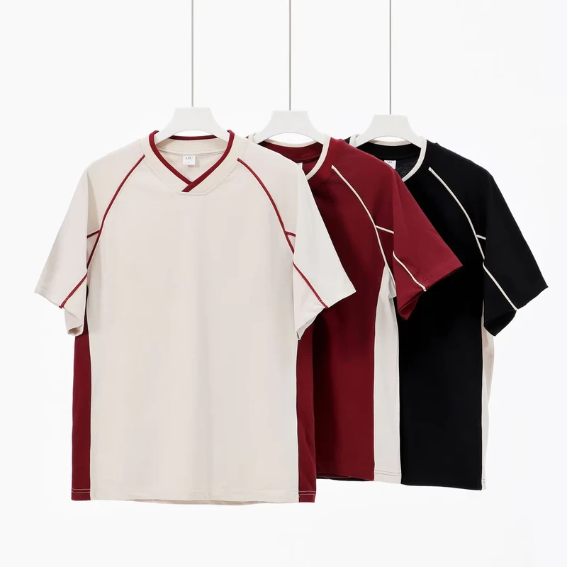 CHINEE-Street-Wear-Oversize-Half-sleeved-T-shirt-Fashionable-V-neck-Blank-Sports-Short-sleeved-Loose-Fit-Tshirts-for-Men