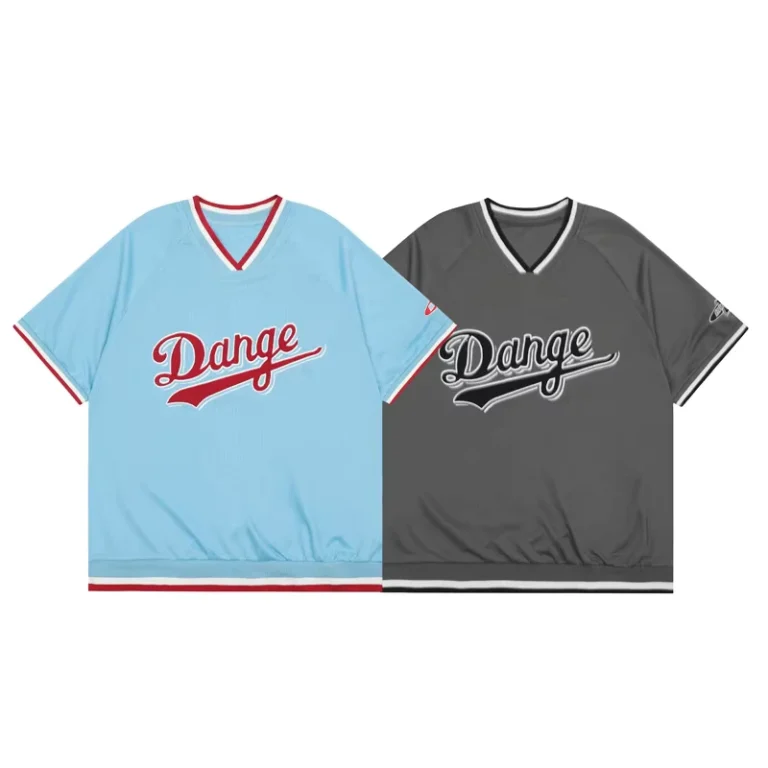CHINEE-Streetewear-Fashion-Style-Embroidered-logo-Color-Contrast-Short-Sleeve-V-neck-Baseball-Jersey-Loose-Fit-Boxy-t-Shirt-for-Men