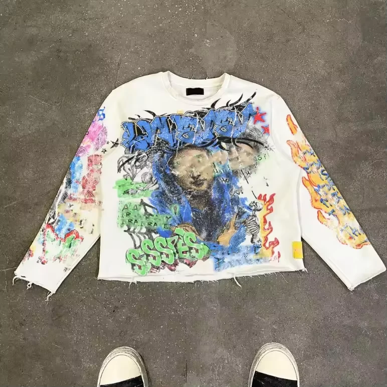 CHINEE-Streetwear-Custom-Dtg-Printed-Mens-260-280-Gsm-Crew-Neck-Cropped-French-Terry-Cotton-Long-Sleeve-t-Shirt-Graphic-T-shirts