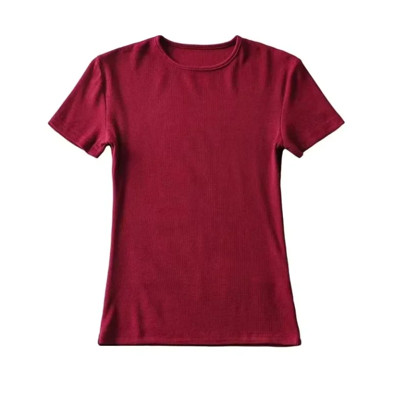 CHINEE-Streetwear-Womens-Solid-Color-Crew-Neck-Short-Sleeve-T-Shirt-Knitted-Regular-Fit-Casual-Summer-Quick-Dry-Breathable