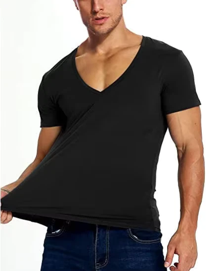 CHINEE-Stylish-Unisex-Oem-High-Quality-V-Neck-T-Shirt-Custom-Printing-Logo-Blank-Cotton-V-Neck-Plain-Mens-T-Shirt