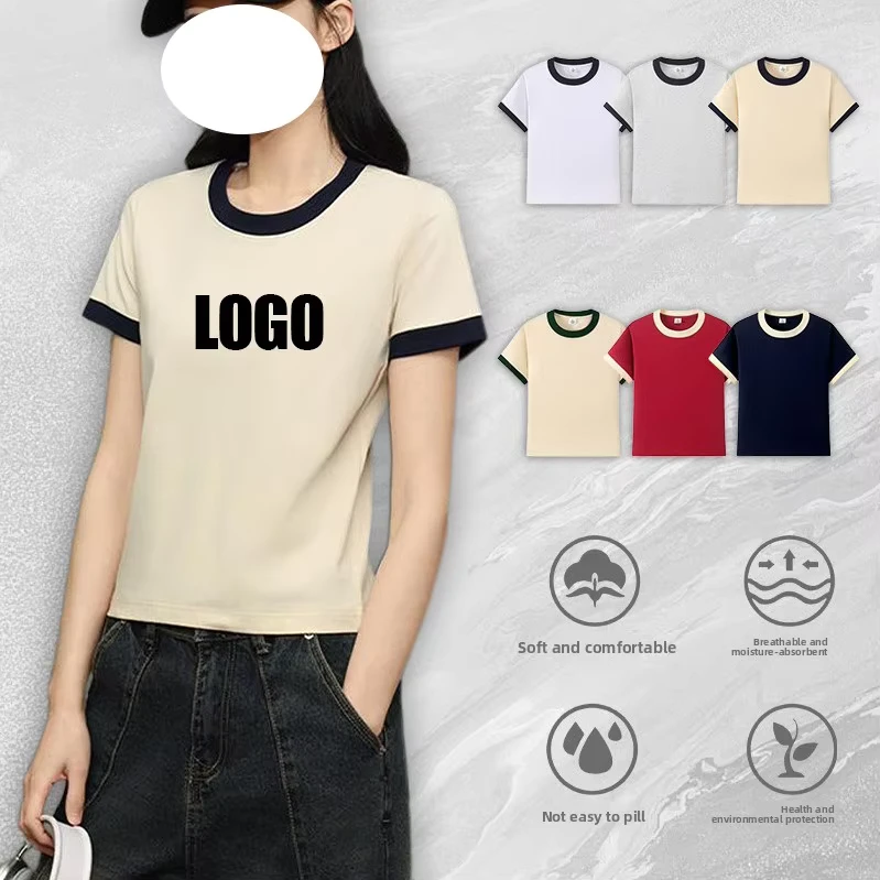 CHINEE-Summer-230gsm-Sorona-Custom-logo-Womens-Slim-Fit-t-Shirt-Color-blended-Design-Hot-Sexy-Short-Sleeves-Crew-Neck-T-shirt