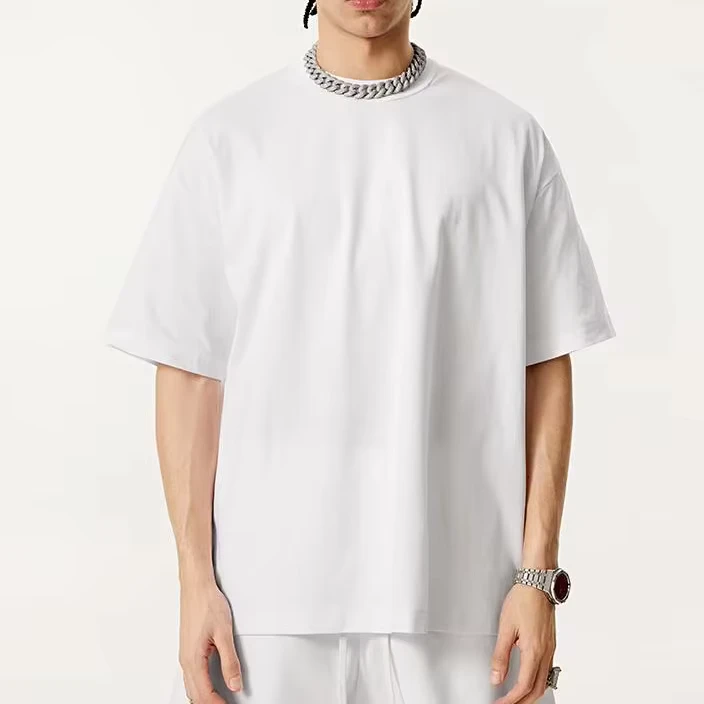 CHINEE-Summer-American-Streetwear-Blank-Small-Neck-Quick-drying-Sports-Tee-Solid-Color-Sun-Protection-Short-Sleeve-Polyester-Cotton