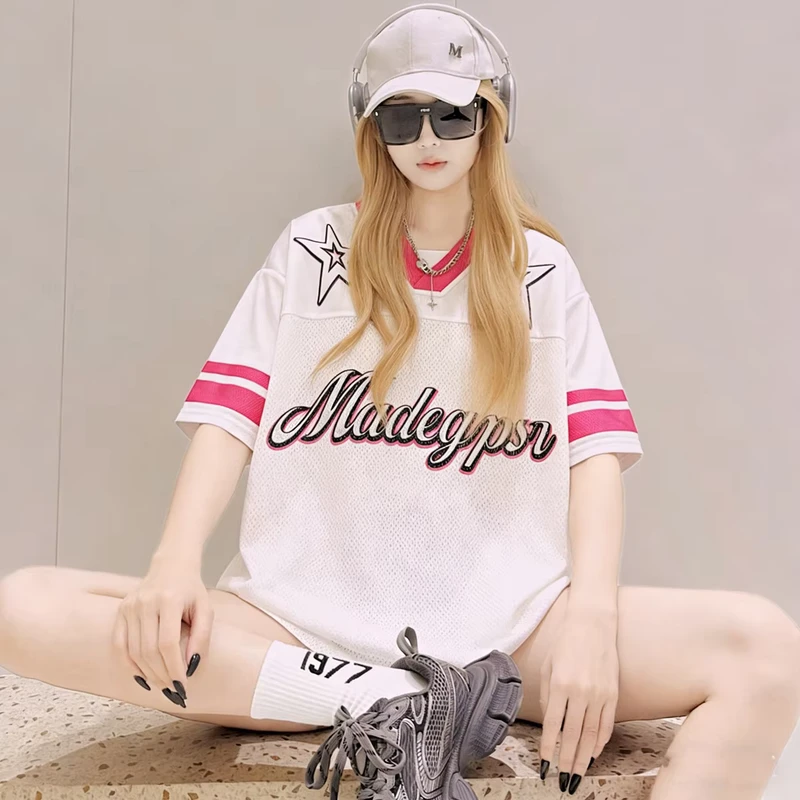 CHINEE-Summer-American-Style-Retro-Loose-T-shirt-Womens-New-Sports-Style-High-Street-Fashion-Brand