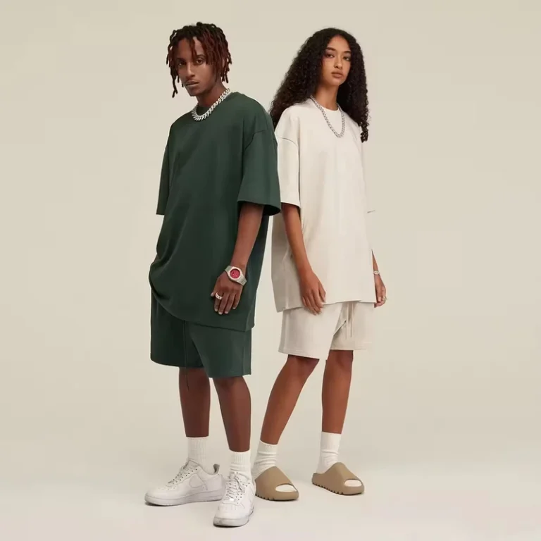 CHINEE-Summer-Breathable-100-Cotton-Heavyweight-FOG-Solid-Short-Sleeve-Oversize-Crew-Neck-Street-Style-305g-Mens-T-shirt