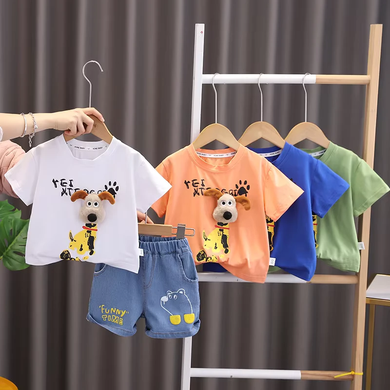 CHINEE-Summer-Casual-Kids-Wear-Fashion-Children-Clothes-3D-Cartoon-Short-Sleeve-T-shirt-Denim-Shorts-Boys-Clothing-Sets