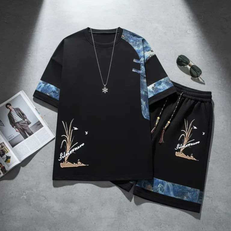 CHINEE-Summer-Fashion-Casual-Short-sleeved-Suit-Mens-All-match-Extraped-Large-Size-Loose-T-shirt-Set-Smart-Casual-Men-Wear-Casual-Suit