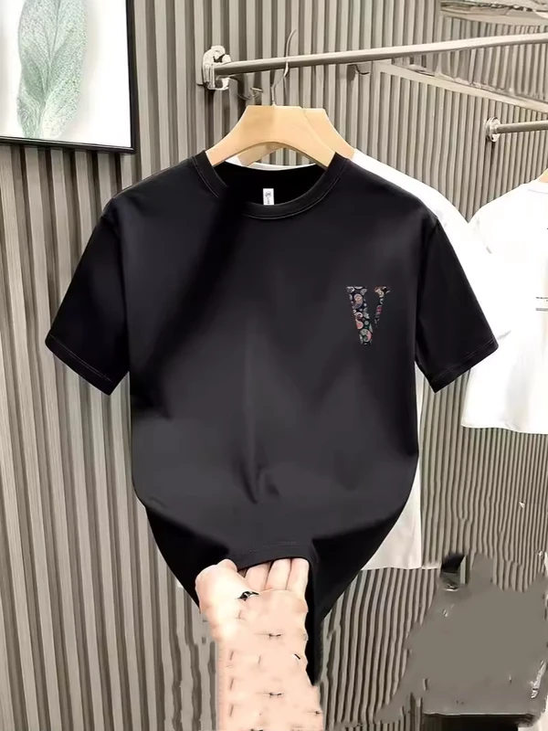 CHINEE-Summer-Fashion-Letter-Printed-Round-Neck-Knitted-200g-Heavyweight-Cotton-Trendy-Couple-Short-Sleeve-Top-T-shirt-Mens-1