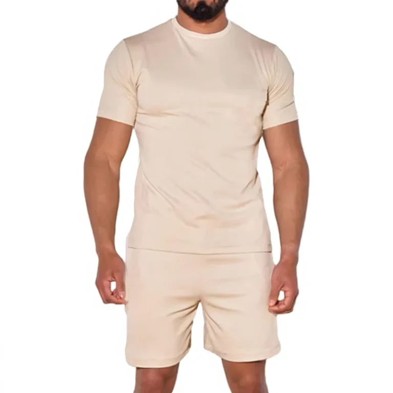CHINEE-Summer-Fashion-Mens-Casual-Sports-Suits-Short-Sleeve-Solid-Pattern-Quick-Dry-Polyester-Cotton-T-Shirts-and-Shorts-2-PC-Sets