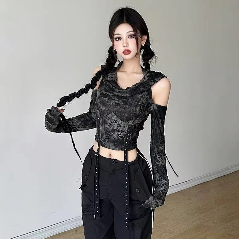 CHINEE-Summer-Long-Sleeve-Hooded-T-shirts-Off-Shoulder-Sexy-Harajuku-Tshirts-Women-Y2k-Aesthetic-Fashion-Streetwear-Belt-Crop-Top