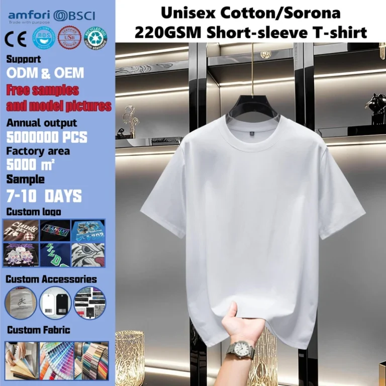 CHINEE-Summer-Mens-Crew-Neck-Cotton-Top-Comfortable-220GSM-Cool-Feel-Fabric-Breathable-Casual-Solid-Color-Short-Sleeve-T-Shirt