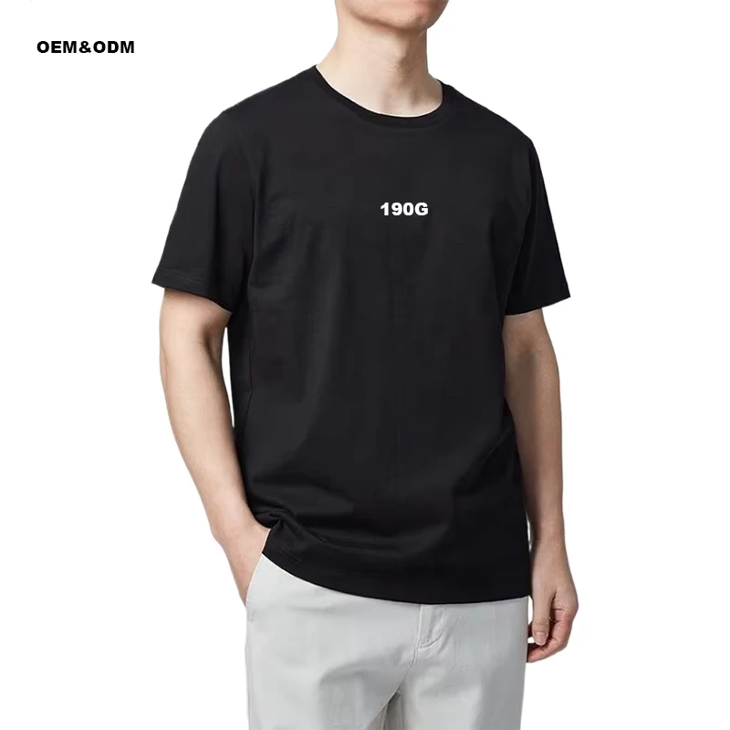 CHINEE-Summer-New-Basic-Mens-Crew-Neck-T-Shirt-190gsm-Cotton-Solid-Color-Casual-Style-Pattern-Short-Sleeve