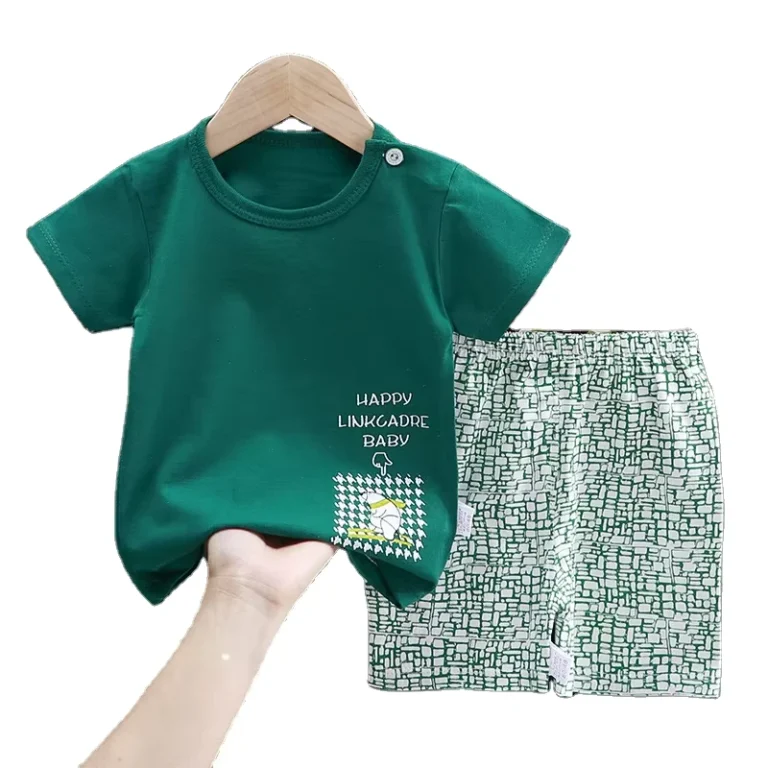 CHINEE-Summer-New-Casual-Kids-Clothes-Cotton-Suit-Printed-Short-Sleeved-Round-Collar-T-shirt-Short-Pants-Baby-Suit