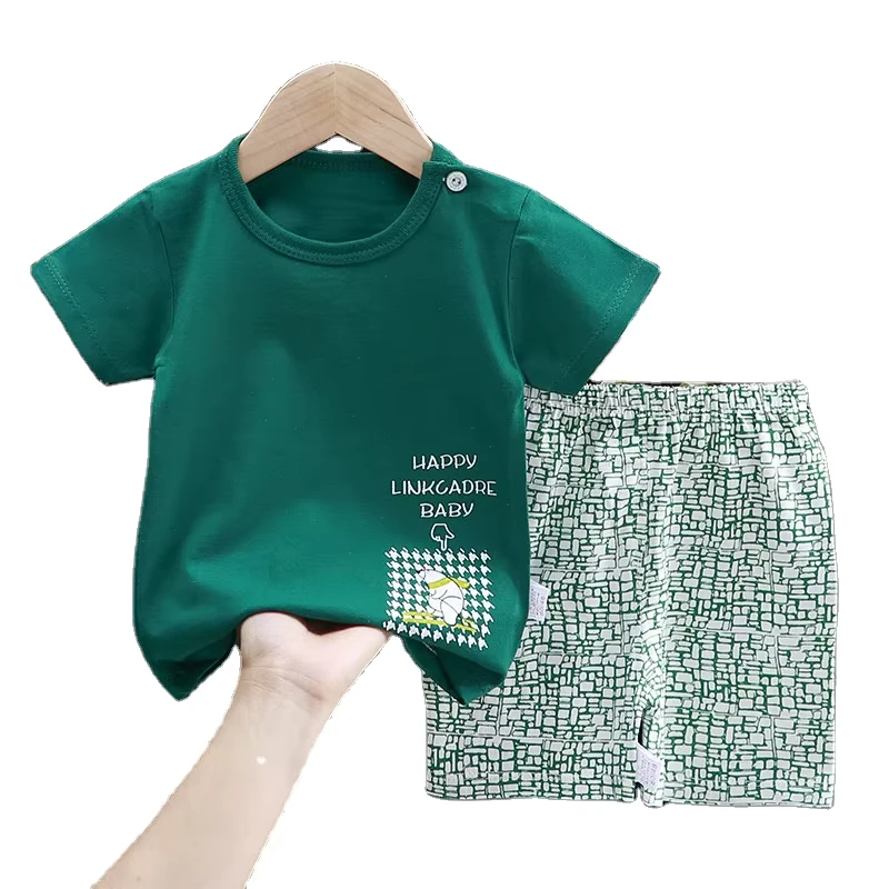 CHINEE-Summer-New-Casual-Kids-Clothes-Cotton-Suit-Printed-Short-Sleeved-Round-Collar-T-shirt-Short-Pants-Baby-Suit