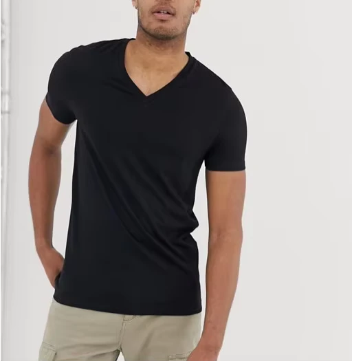 CHINEE-Summer-Short-Sleeve-Blank-Custom-Brand-Black-Bulk-Mens-V-Neck-T-Shirts