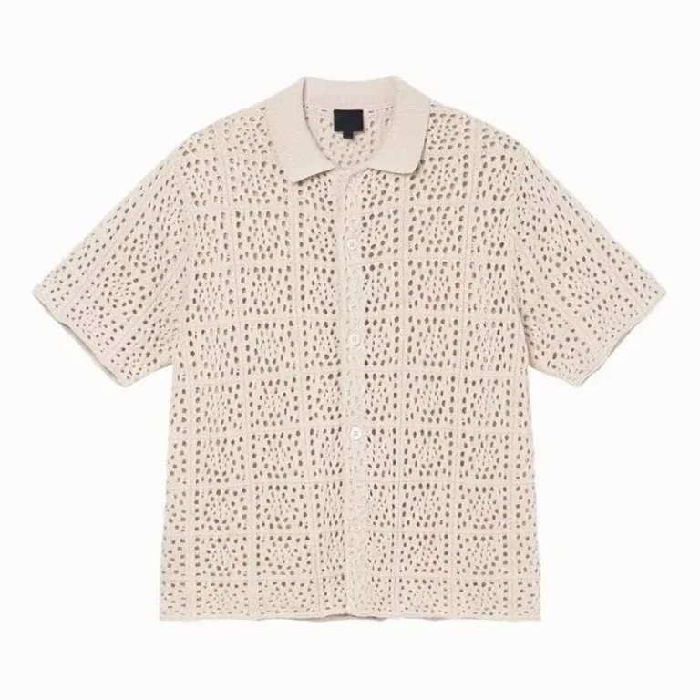 CHINEE-Summer-Short-Sleeve-Custom-Logo-Crochet-Knit-Mesh-100-Cotton-Button-Down-Mens-Knitwear-Polo-T-Shirt-Crochet-Shirt