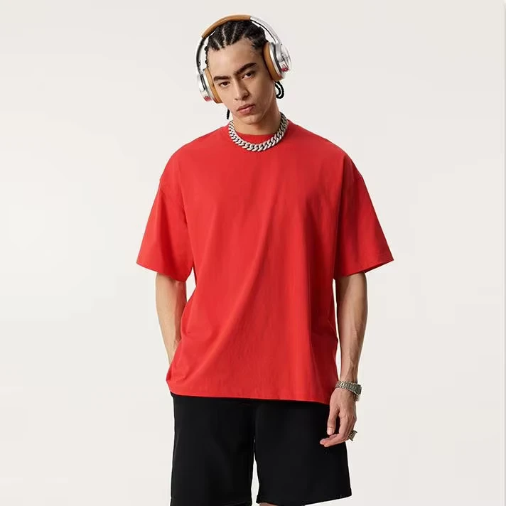 CHINEE-Summer-Streetwear-Solid-Color-100-Cotton-Formal-Mens-Blank-Regular-Fit-Short-Sleeve-Knitted-T-shirt