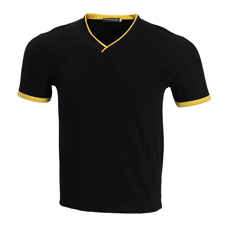CHINEE-Summer-V-Neck-200g-Pure-Cotton-Mens-Solid-T-Shirts-Custom-Logo-Left-Sleeve-Short-Sleeve-Loose-Fit-Quick-Dry-Breathable-Unisex