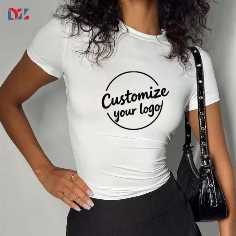 CHINEE-Summer-Women-Spandex-T-Shirt-Short-Sleeves-Printed-Embroidery-Custom-Logo-Casual-Crop-Tops-Regular-Fit