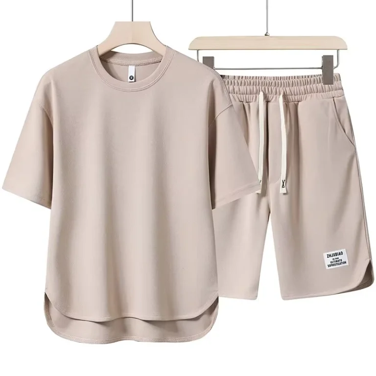 CHINEE-Summer-Youth-High-end-Sense-Casual-Sports-Suit-Mens-Arc-Hem-Fashion-Breathable-Eco-Friendly-100-Bamboo-Fiber-Street-T-shirt
