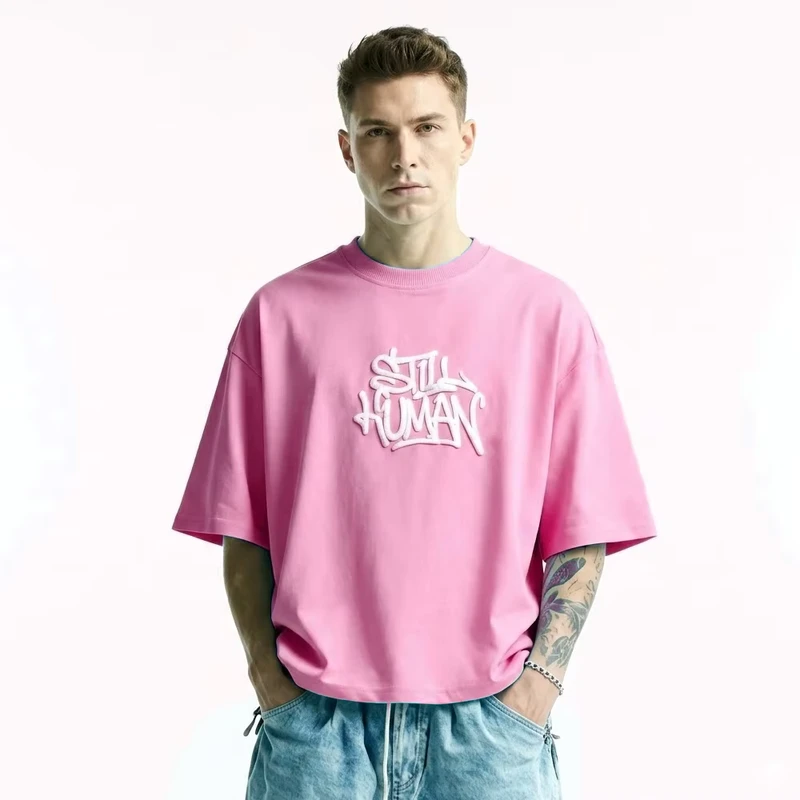 CHINEE-Top-Trending-Short-Sleeve-O-Neck-Fashionable-Custom-Logo-Heavyweight-Printed-100-Cotton-Worsted-Loose-Fit-Mens-T-shirts-1