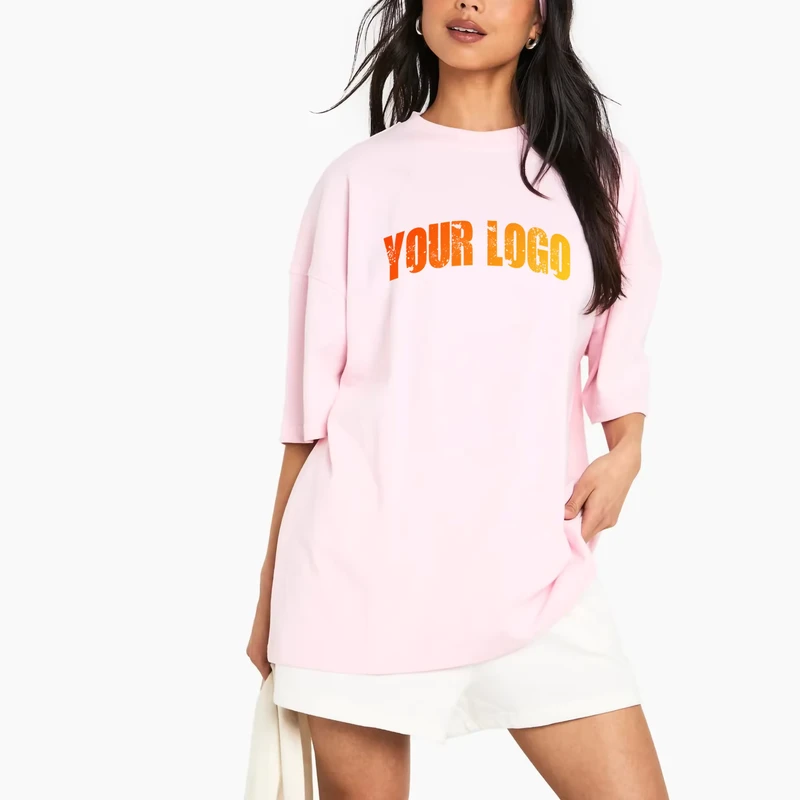 CHINEE-Top-Trending-Womens-T-Shirt-Summer-Pink-Regular-Fit-Drop-Shoulder-Heavy-Cotton-Jersey-Quick-Dry-Breathable-Streetwear-Tee