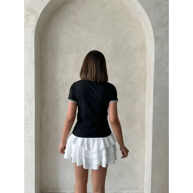CHINEE-Topshow-Womens-for-Cream-Crew-Neck-T-Shirts-Black