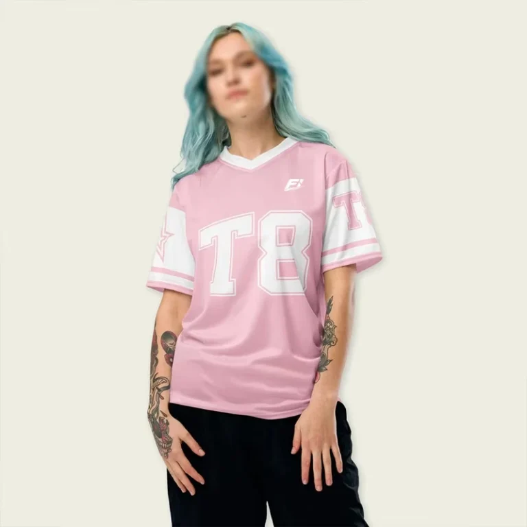 CHINEE-Trendy-Custom-Pink-Sparkly-Rhinestone-Streetwear-Jersey-Custom-Number-Rhinestone-Graphic-V-Neck-T-shirt-American-Football-Jersey