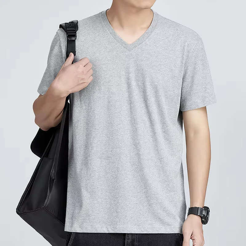 CHINEE-Trendy-Selling-V-Neck-T-Shirt-100-Cotton-Spandex-Eco-Friendly-Quick-Dry-Custom-Logo-Silk-Screen-Printing-Bangladesh-Factory