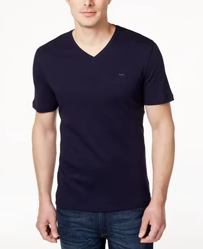 CHINEE-Trendy-V-Neck-T-shirt-for-Men-Slim-Fit-Short-Sleeve-Solid-Jersey-Anti-shrink-Spandex-Cotton-Plastisol-Printed-Smart-Casual