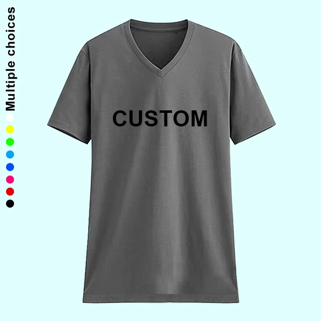 CHINEE-Tshirt-Customized-Print-V-neck-t-Shirt-Custom-Print-Your-Photo-Logo-White-Top-Tees-Mens-v-Neck-T-Shirt