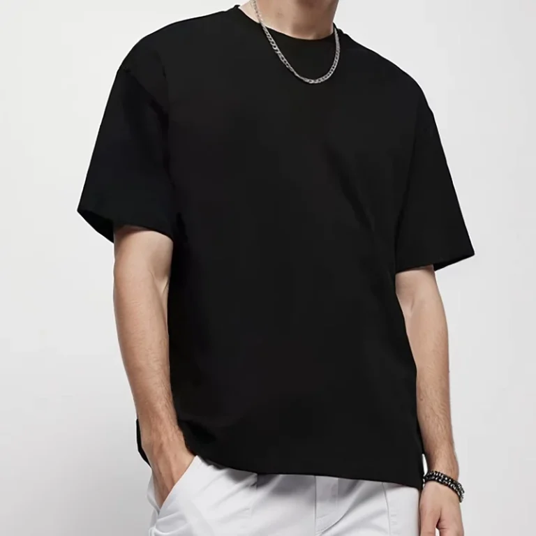 CHINEE-Unisex-100-Cotton-Crewneck-Solid-T-shirt-220gsm-Drop-Shoulder-Oversized-Short-Sleeve-Quick-Dry-Anti-Wrinkle-Anti-Pilling