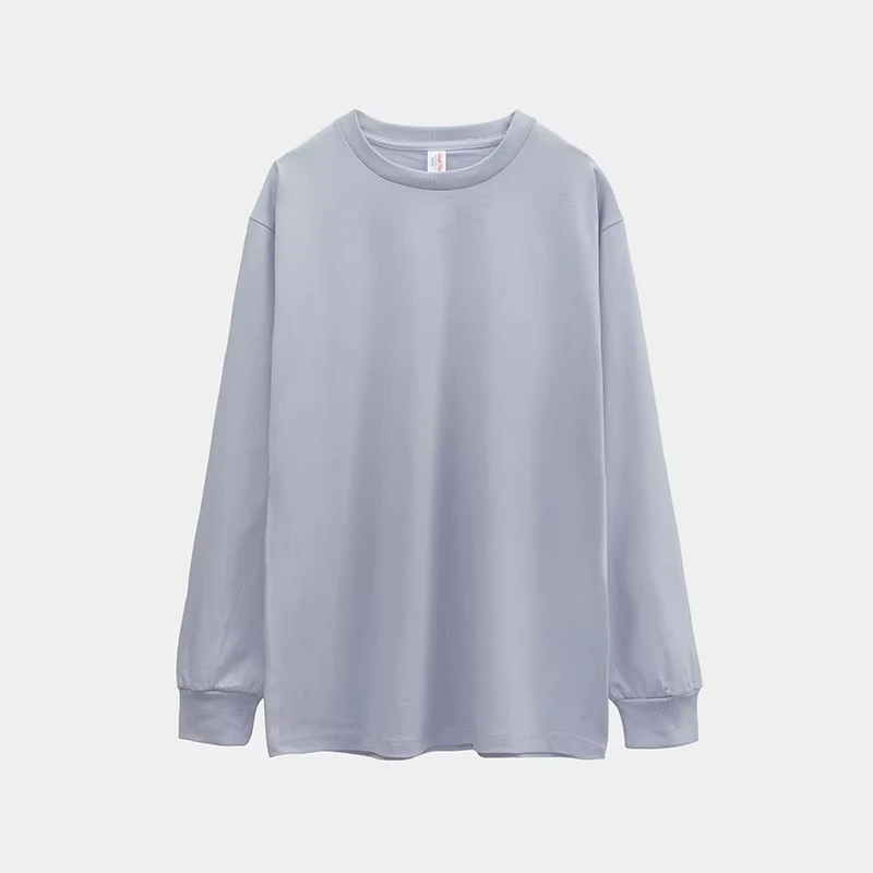 CHINEE-Unisex-Heavy-Cotton-Long-Sleeve-T-Shirt-Solid-Color-Mens-Casual-Style-with-OEM-Logo-on-Front-Jersey-Fabric-Couples-outfit