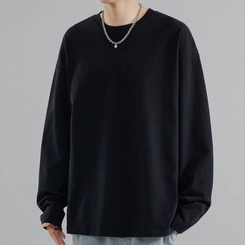 CHINEE-Unisex-Luxury-Cotton-Long-Sleeve-T-Shirt-for-Men-Oversized-Heavyweight-Thermal-Print-Fitness-T-Shirt