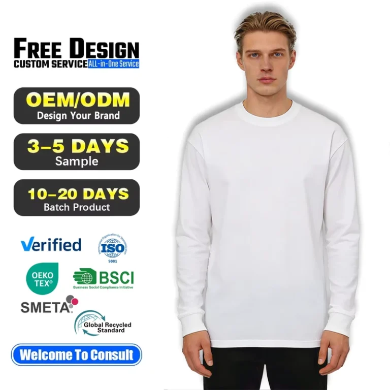 CHINEE-Unisex-Oversized-Fit-Long-Sleeved-Crew-Neck-T-Shirt-100-Pure-Cotton-250g-Short-Length-Solid-Pattern-Blank-O-Neck-Knitted