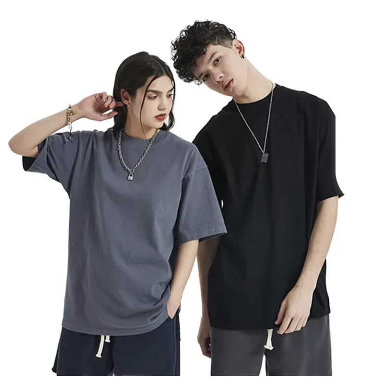 CHINEE-Unisex-Summer-High-Street-Fashion-T-Shirt-310-GSM-Knitted-100-Cotton-Blank-Design-Custom-Logo-Drop-Shoulder-O-Neck
